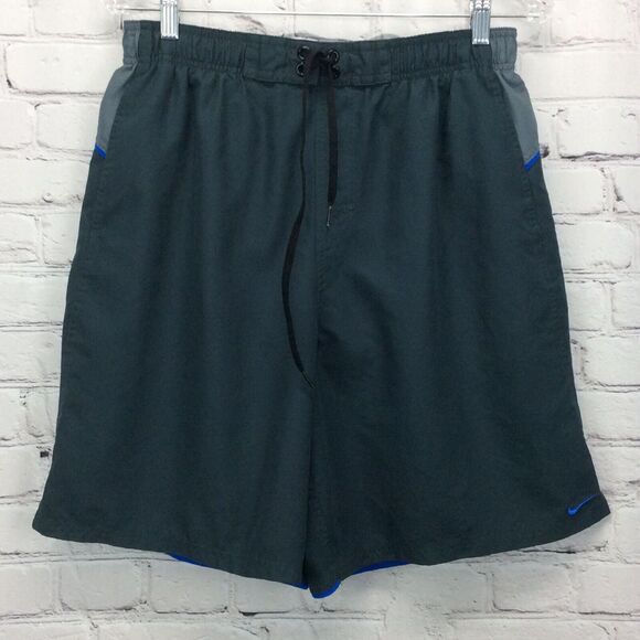 Nike Men’s Swim Trunks Size L Gray/Blue Mesh Lined Athleisure Cruise Beach Pool - Picture 1 of 8